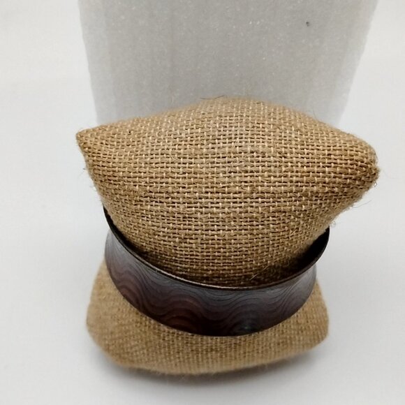 Textured Copper Etched Wave Design Wide Cuff Bracelet - Picture 6 of 11